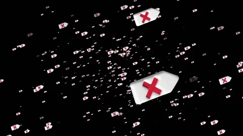 Animated particle of cross check mark icon button and no or wrong symbol Video stock 237546618