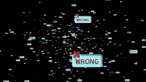 Animated particle of cross check mark icon button and no or wrong symbol Video stock 237546640