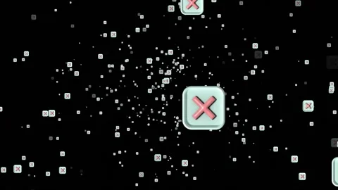 Animated particle of cross check mark icon button and no or wrong symbol Video stock 237546644