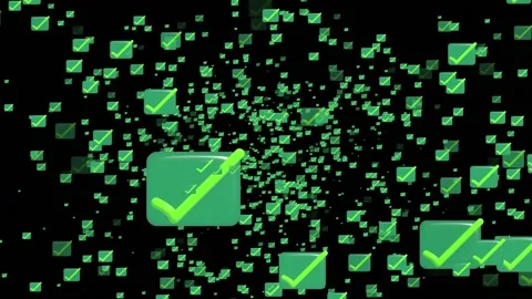Animated particle of cross check mark icon button and no or wrong symbol Video stock 237546654