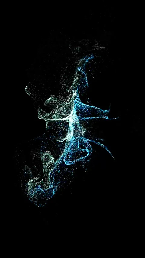 Animated particles flowing on black background Stock Footage 303748220