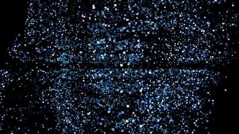 Animated particles flying in black space Stock Footage 86812623