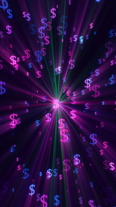 Animated particles of flying shining dollar signs. Prosperity or lottery win Stock Footage 287494532