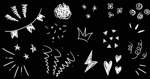 Animated Party Pack: Bunting, Crown, Stars, Lightning, Hearts, Squiggle Stock Footage 239352498
