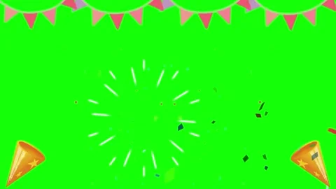 Animated party poppers exploding with confetti against a festive green screen Video stock 338314536