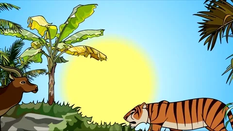 Animated passage through the jungle with animals Stock-Footage 231479095