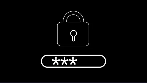 Animated password entry icon. White asterisks appear in a field, and an outline Stock Footage 317939490