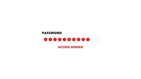 Animated password input field showing entry and access denied error. 4K Video stock 346738880
