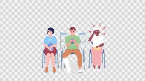 Animated patient queue characters Stock Footage 219936554