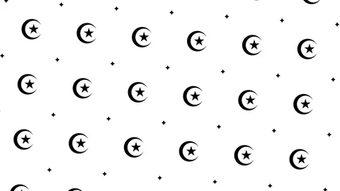 Animated Pattern Of Crescent Moon And Star Symbols With Vortex Animation Stock Footage 333697803