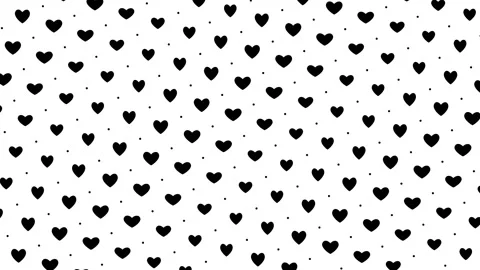 Animated Pattern Of Elastic Black Heart Symbols And Dots With Vortex Animation Stock Footage 333697793