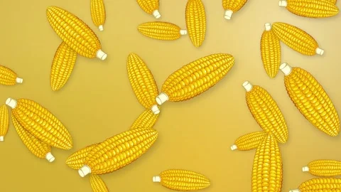 Animated Pattern of Falling Corn Cobs on Yellow Mesh Background Stock Footage 343831008