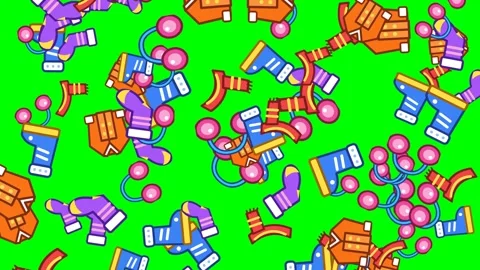 Animated Pattern of Falling Winter Clothing Items Stock Footage 348191837