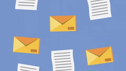 Animated pattern of flying yellow envelopes and document papers falling dow.. Stock-Footage 339216428