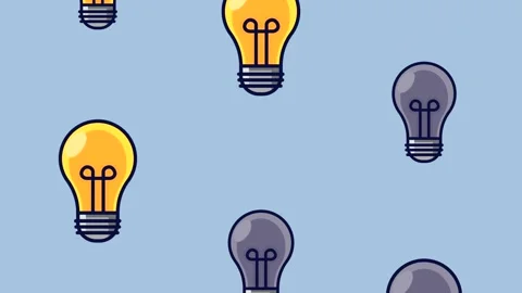 Animated pattern of glowing yellow light bulbs rising upwards on a solid bl.. Stock Footage 339118109