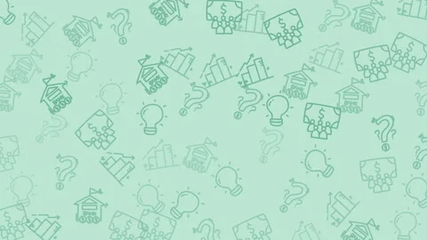Animated pattern Graphs, lightbulbs, money bags, and question marks Stock Footage 346467909
