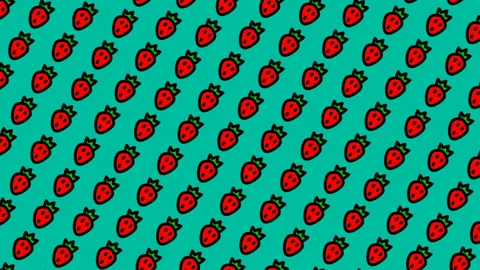 Animated pattern with hand drawn strawberries. Video stock 104078129