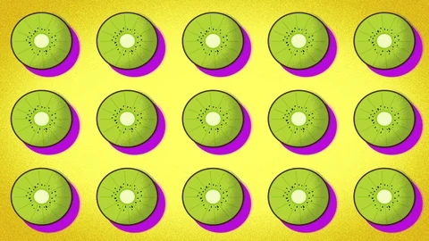 Animated pattern of a kiwi ideal to represent the summer, summer fruit Video stock 112004129