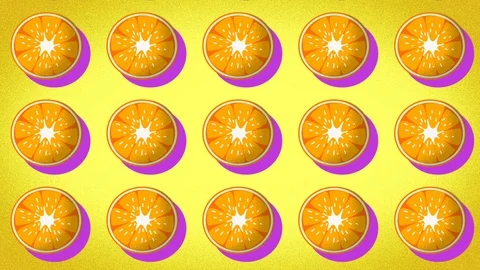 Animated pattern of an orange ideal to represent the summer, summer fruit Stock Footage 112017616