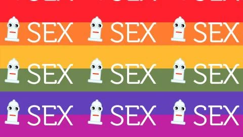 Animated pattern representing a happy condom for sexual security, with rainbo Stock Illustration