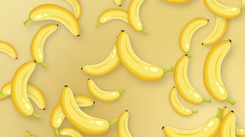 Animated Pattern of Ripe Yellow Bananas Falling on a Gradient Background Stock Footage 344230953