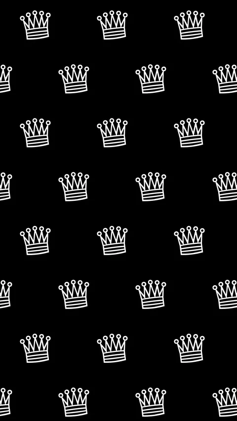 Animated Pattern Of Rotating Crown Symbols Scrolling Up On A Black Background Video stock 333697902