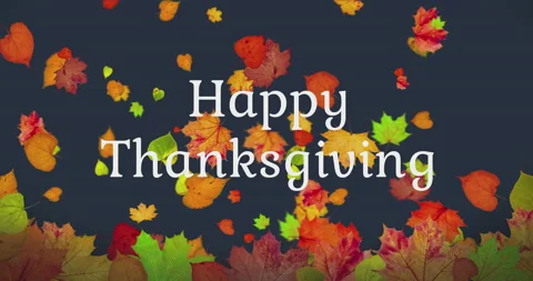 Animated pattern of rotating dry autumn leaves with congratulations on Stock Footage 202603074