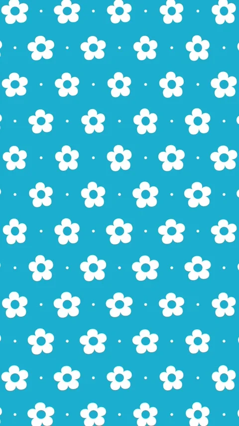 Animated Pattern Of Rotating Flower Symbols Scrolling Up On A Blue Background 库存影片 333697870