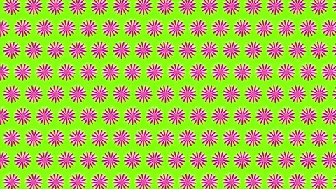 Animated Pattern of Rotating Pink and White Flower Shapes on Green Background Stock Footage 346842713