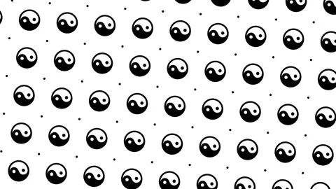 Animated Pattern Of Rotating Yin Yang Symbols And Dots With Vortex Animation Stock Footage 333697825