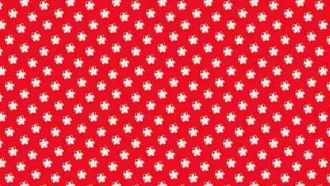 Animated Pattern of White Stars and Flowers Morphing on Red Background Stock Footage 335078549