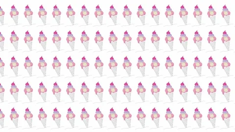 Animated pattern,background of ice cream in cups one line art Stock Footage 270355322