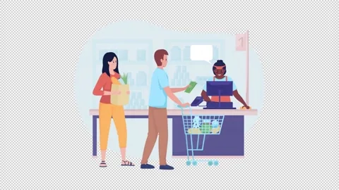 Animated pay at cash register Stock Footage 229459244