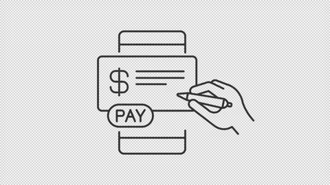 Animated pay in cheques icon Stock Footage 300452977