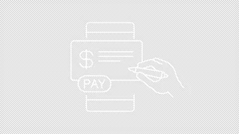 Animated pay in cheques white icon Stock Footage 303133480
