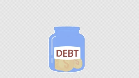 Animated paying off debt jar Stock Footage 232754572