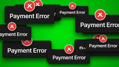 Animated Payment Error Notifications Popping Up on Green Screen. Stock Footage 333155662