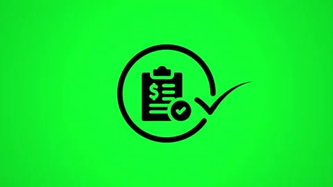 Animated payment invoice icon with checkmark appearing on green screen back.. Stock Footage 344855175
