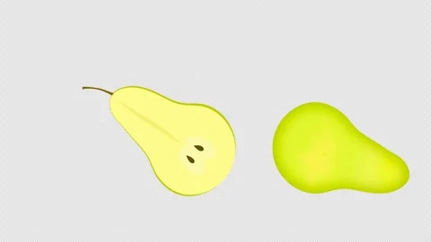 An animated pear splitting into two halves. Stock Footage 276431280