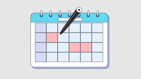 Animated Pen Marking Date on Calendar Loop Stock Footage 311326869