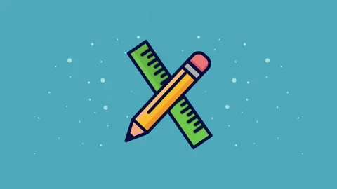 Animated pencil and ruler icon representing creative design tools and educa.. Stock Footage 338319014