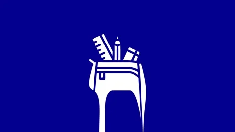 Animated Pencil Case Icon Dripping White Fluid on Blue Background Stock Footage 327761840