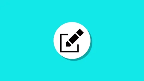 Animated pencil edit icon graphic in flat design style on a vibrant cyan ba.. Stock Footage 327762752