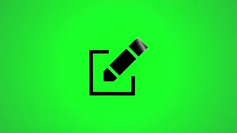 Animated pencil editing icon performing writing motion against vibrant gree.. Stock Footage 346496576