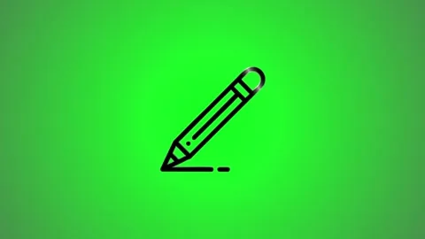 Animated pencil icon drawing line on bright green background, motion graphi.. Stock Footage 346491363