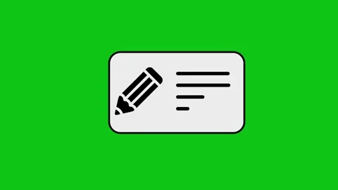 Animated pencil icon drawing lines on paper card against green screen backg.. Stock Footage 346496809
