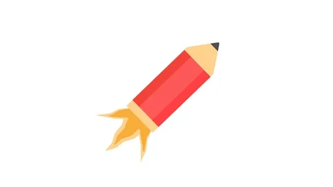 Animated Pencil Rocket Icon Stock Footage 79054036