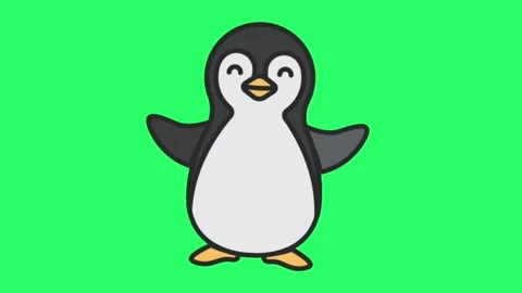 Animated penguin sitting on green screen. Stock Footage 252018908