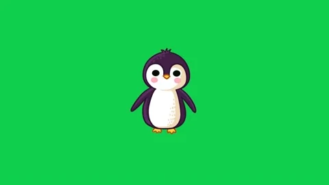 Animated penguin standing on green screen perfect for childrens animation Stock Footage 309099480