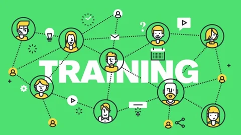 Animated of people connected in an online training network with icons and s.. Stock Footage 340282612